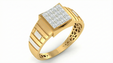 18K Gold & Diamond Square Ring For Men KRA60232