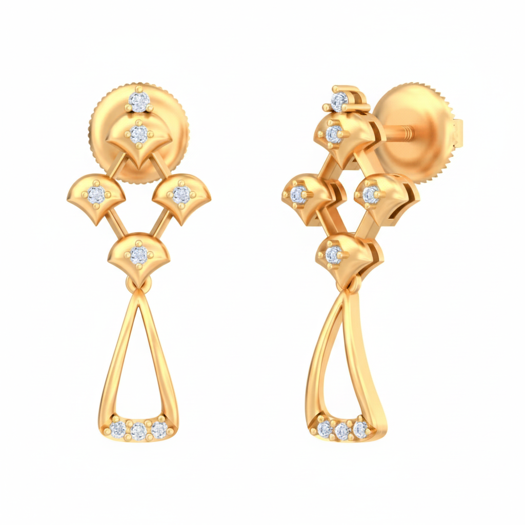 Yellow Gold Diamond Earring | under 40k