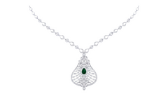 14K Gold & Diamond Gemstone Necklace Set KRI44022NG