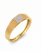 18K Gold & Diamond Square Band Ring For Men KSK257