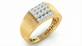 18K Gold & Diamond Square Ring For Men KRA60201