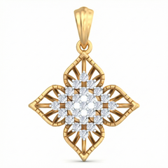 18K Gold & Diamond Floral Pendant Set KRB40057P