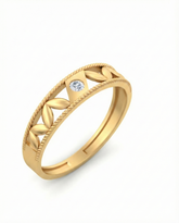 18K Gold & Diamond Solitaire Band Ring For Men KSK221