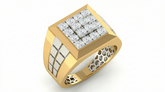 18K Gold & Diamond Square Ring For Men KRA60179