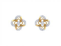 Floral Yellow Gold Diamond Earring | under 40k