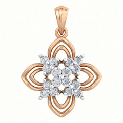 Gold & Diamond Floral Pendant Set KRC40684