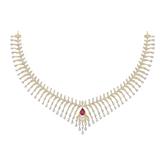 14K Gold & Diamond Gemstone Necklace Set KRB44187NR
