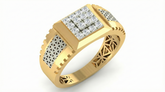 18K Gold & Diamond Square Ring For Men KRA60198