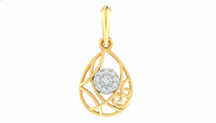 Gold & Diamond Teardrop Cluster Pendant PENDANT SET KRC40564