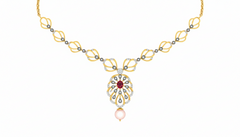 14K Gold & Diamond Gemstone Necklace Set KRB44108N-A