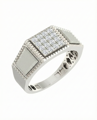 18K Gold & Diamond Square Ring For Men KRA60211