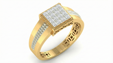 18K Gold & Diamond Square Ring For Men KRA60227
