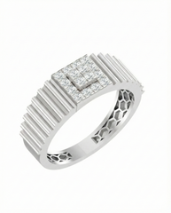 18K Gold & Diamond Square Ring For Men KRA60238