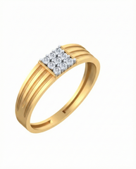 18K Gold & Diamond Band Ring For Men KSK227