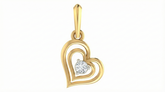 Gold & Diamond Heart-Shaped Solitaire PENDANT SET KRC40557