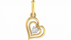 Gold & Diamond Heart-Shaped Solitaire PENDANT SET KRC40557