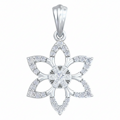 18K Gold & Diamond Floral Pendant Set KRB40079P