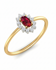 18K Gold & Diamond Gemstone Ring For Women KLR-64