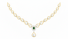 14K Gold & Diamond Gemstone Necklace Set KRI44004NR
