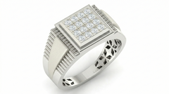 18K Gold & Diamond Square Ring For Men KRA60168