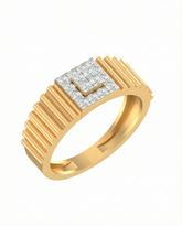18K Gold & Diamond Square Ring For Men KRA60238