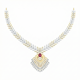 14K Gold & Diamond Gemstone Necklace Set KRB44186NR