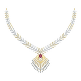 14K Gold & Diamond Gemstone Necklace Set KRB44186NR