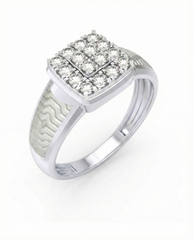 18K Gold & Diamond Square Ring For Men KRC60319