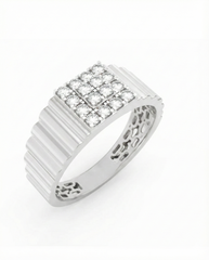 18K Gold & Diamond Square Ring For Men KRC60123