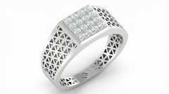 18K Gold & Diamond Square Ring For Men KRA60221