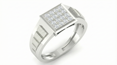 18K Gold & Diamond Square Ring For Men KRA60172