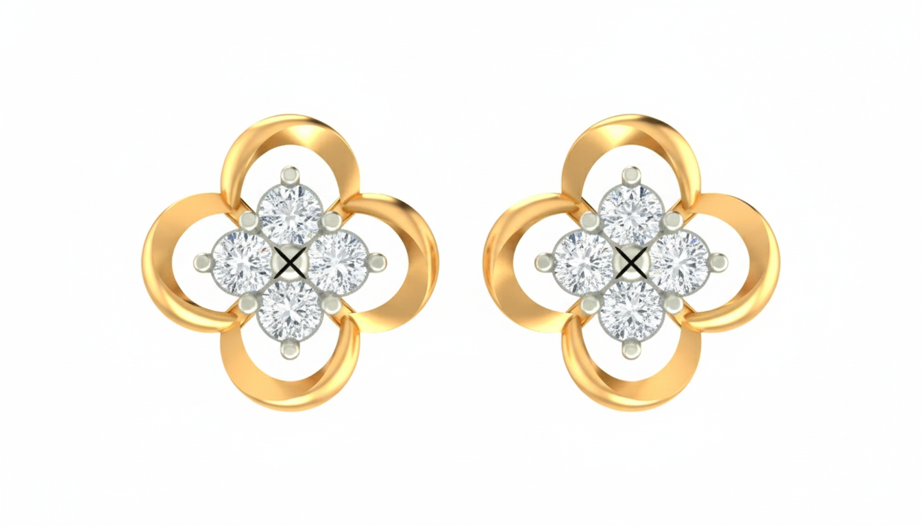 Yellow Gold Diamond Earring | under 40k