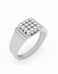 18K Gold & Diamond Band Square Ring For Men KRC60257