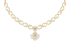 14K गोल्ड और डायमंड डेलीवियर नेकलेस सेट KRB44076N
