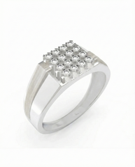 18K Gold & Diamond Square Ring For Men KRC60253