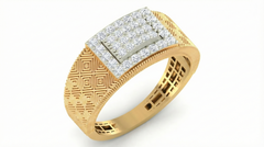 18K Gold & Diamond Band Ring For Men KRA60199
