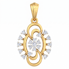 Gold & Diamond Floral Pendent Set KRC40629