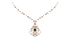14K Gold & Diamond Gemstone Necklace Set KRI44022NG