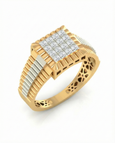 18K Gold & Diamond Square Ring For Men KRA60229