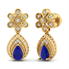 14K Gold & Diamond Women Gemstone Earring KRB44062ER