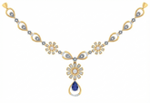 14K Gold & Diamond Gemstone Necklace Set KRB44098NG-A