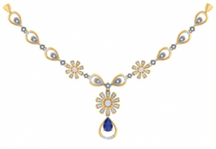 14K Gold & Diamond Gemstone Necklace Set KRB44098NG-A