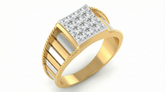 18K Gold & Diamond Square Ring For Men KRA60195