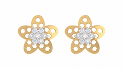 Floral Yellow Gold Diamond Earring | under 40k