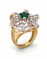 18K Gold & Diamond Gemstone Ring For Women KRI10592