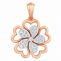 18K Gold & Diamond Floral Pendant Set KRB40062P