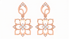 Floral Rose Gold Diamond Earring | under 40k