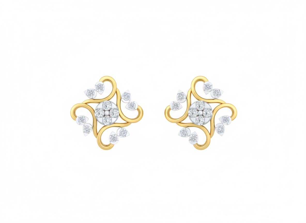 Yellow Gold Diamond Earring | under 40k