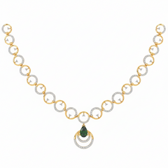 14K Gold & Diamond Gemstone Necklace Set KRH44048N
