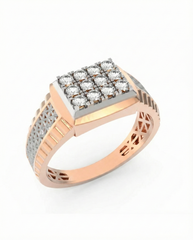 18K Gold & Diamond Band Ring For Men KRC60256